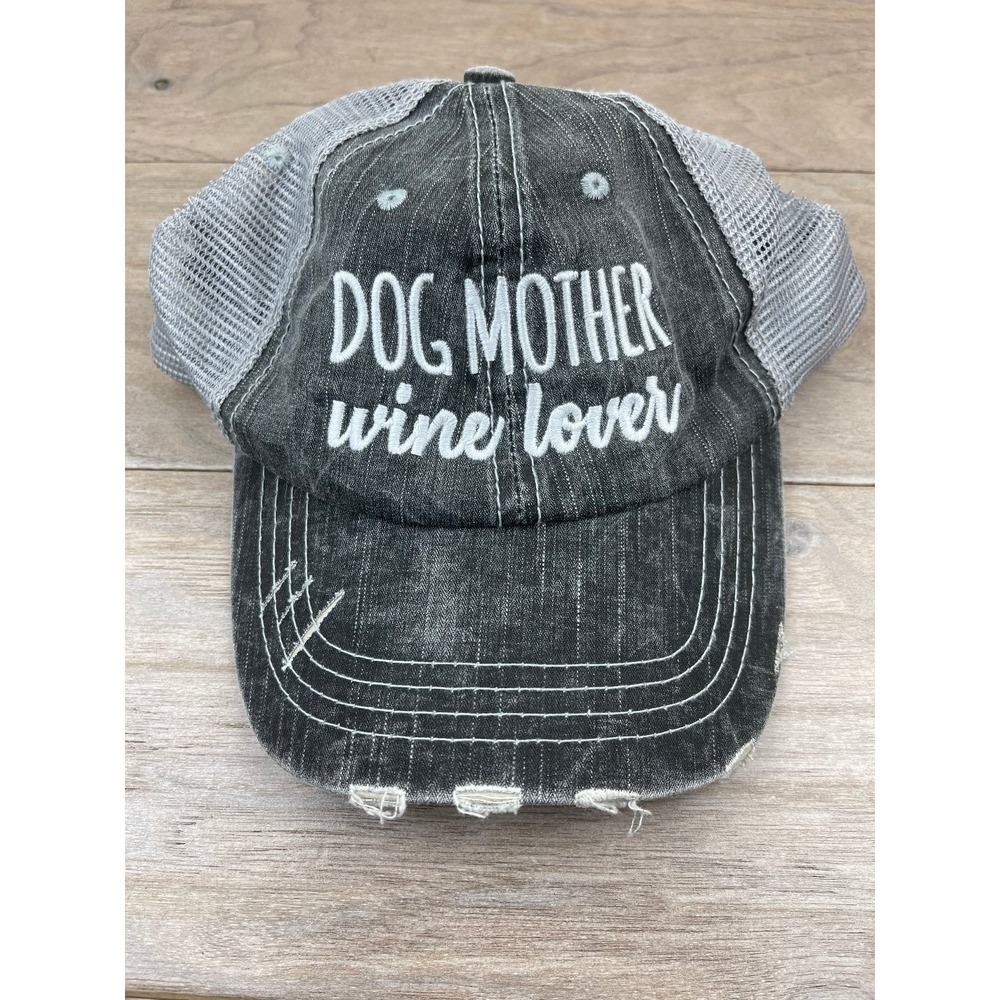 Katydid Hat Dog Mother Wine Lover Women's Distressed Gray